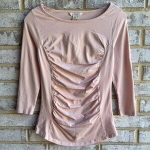Sundance 3/4 Sleeve Ballet Pink Princess Ruched Tee Shirt Women's Size XS